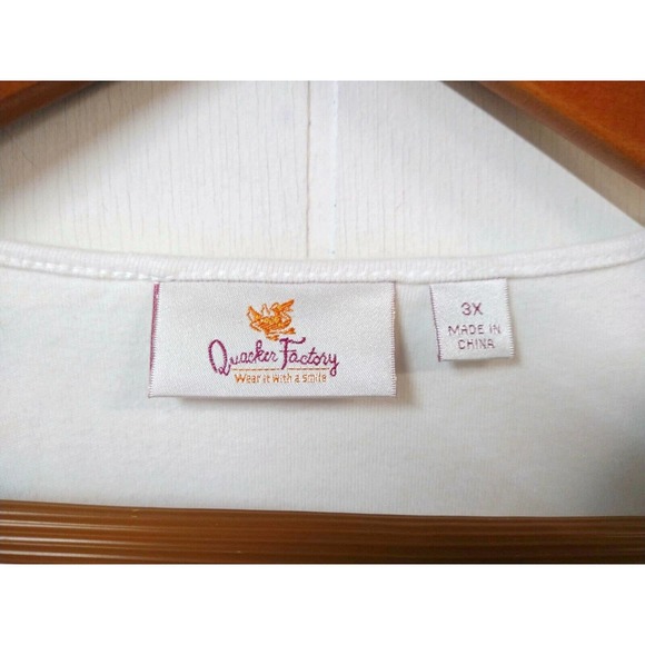 Quacker Factory WM Plus 3X White 3/4 Sleeve Shirt Full Sequin Front Panel - Picture 3 of 4